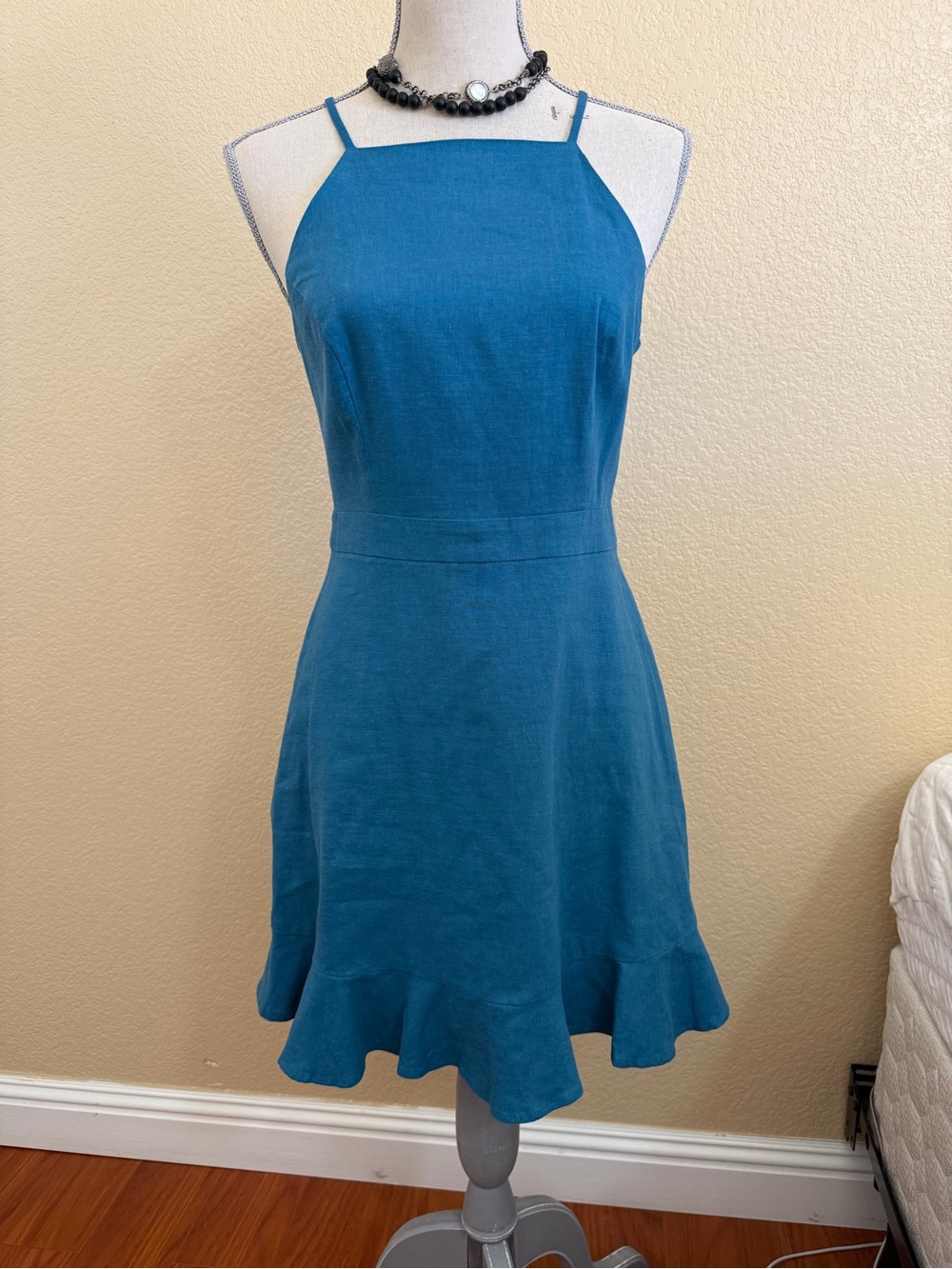 BCBG Teal Halter Neck A-Line Dress